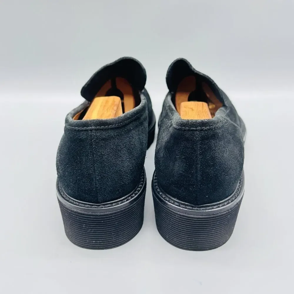 Aquatalia Black Suede Platform Slip-On Loafers